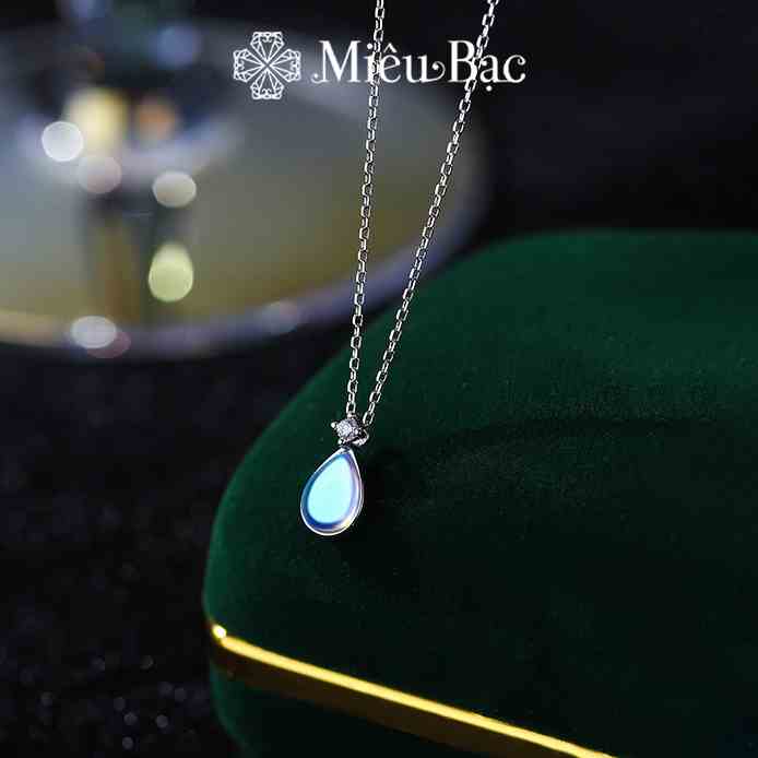 Dây chuyền bạc nữ giọt nước đá moonstone chất liệu bạc 925 thời trang phụ kiện trang sức Miêu Bạc MD10