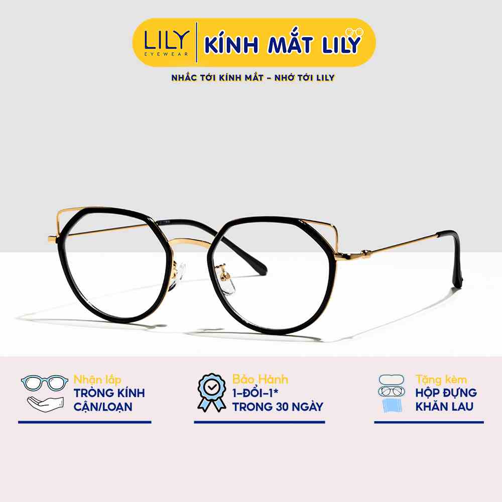 Gọng kính tròn nam nữ LILYEYEWEAR chất liệu nhựa cứng cáp thanh nhẹ màu sắc phong phú dễ đeo 22513