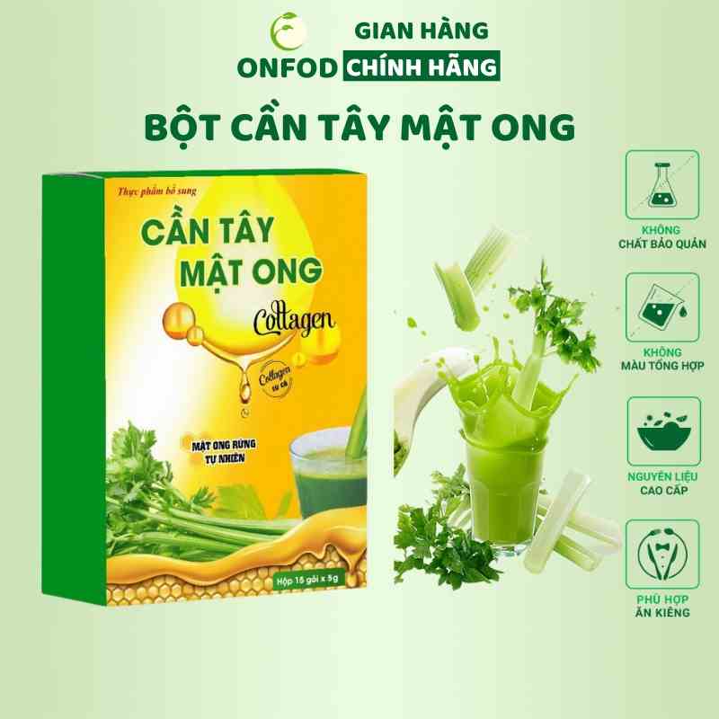 Bột cần tây mật ong collagen nguyên chất sấy lạnh hữu cơ ONFOD ăn kiêng giảm cân đẹp da giữ dáng 75g 15 gói 5g