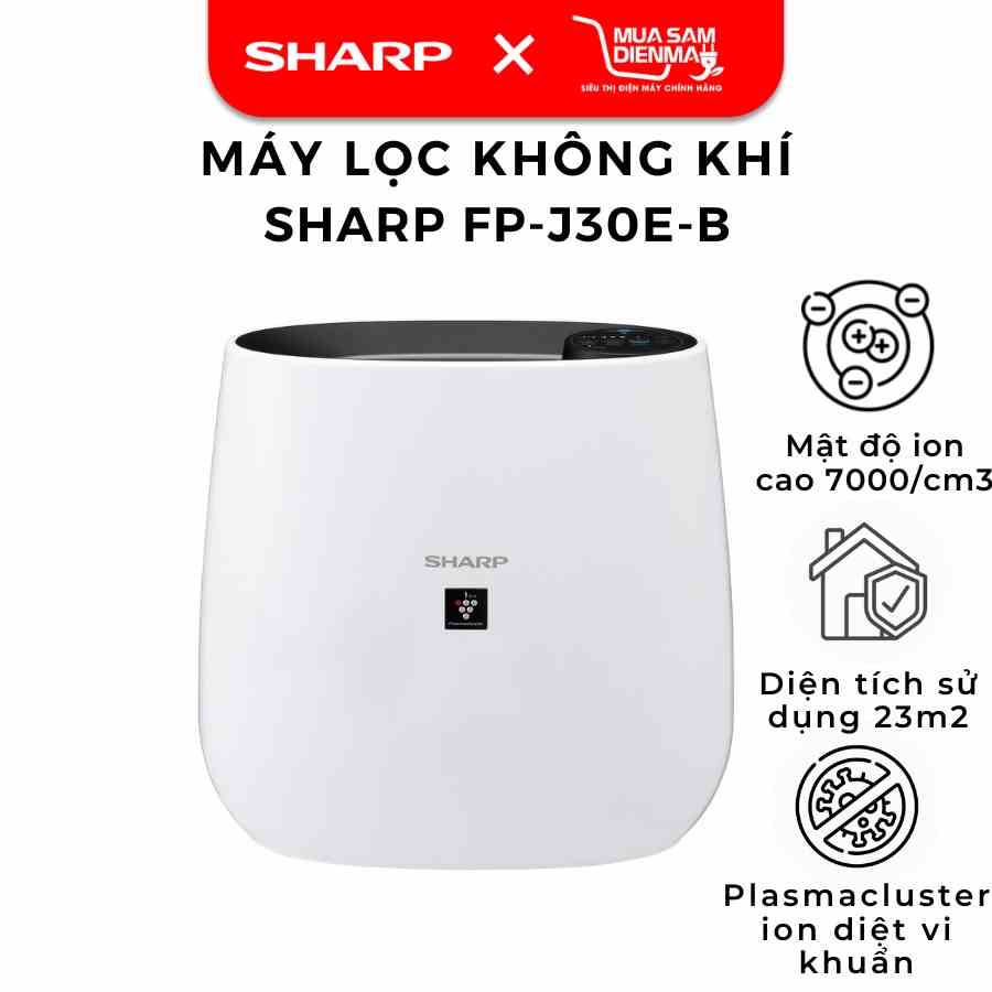 Máy tạo ion lọc không khí mini văn phòng gia đình Sharp FP-J30E-B Màng lọc Hepa Chế độ Haze công nghệ Ion Plasma