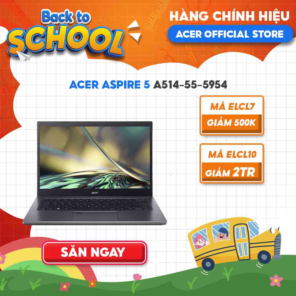 [Mã ELCL10 giảm 10% đơn 9TR] Laptop Acer Aspire 5 A514-55-5954 (i5-1235U | 8GB | 512GB | 14FHD | W11