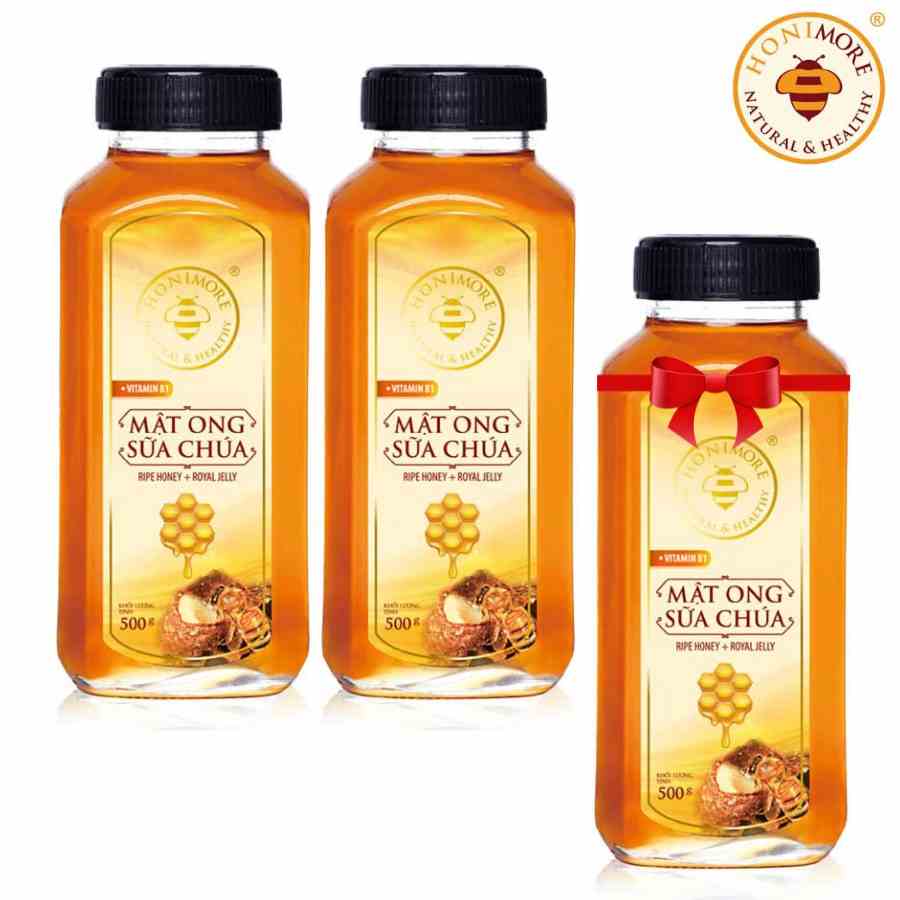 Combo 2 chai Mật ong sữa chúa Honimore 500g/chai tặng 1 chai cùng loại