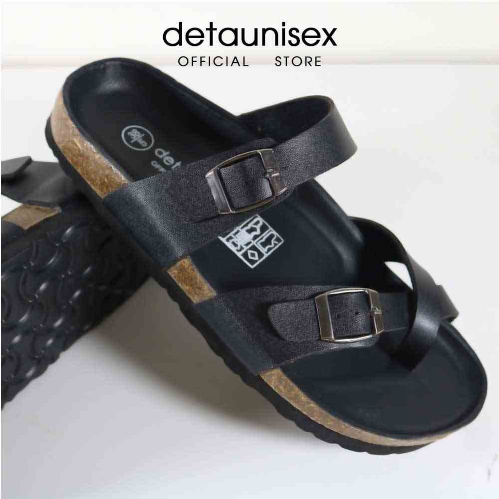 Dép Birken đế trấu xỏ ngón nam nữ đi mưa lót đen Detaunisex - DETA22