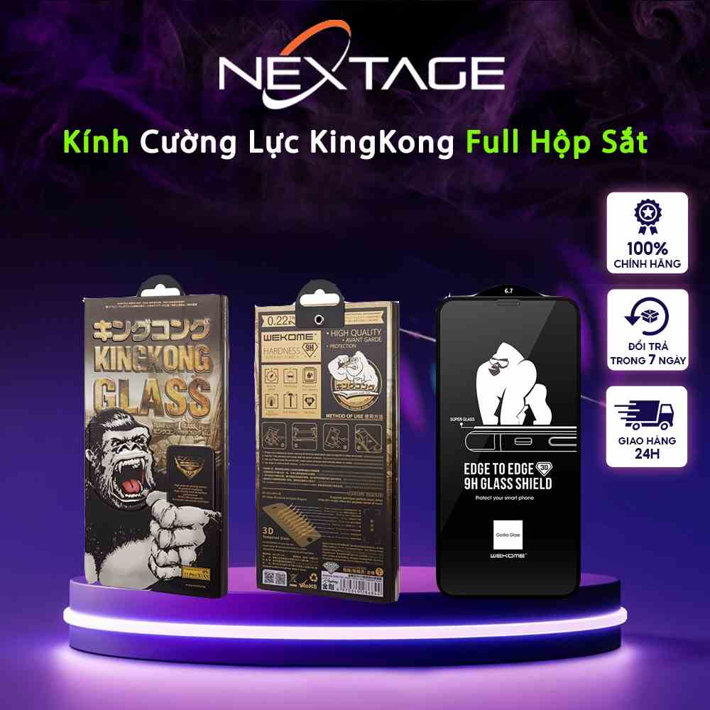 [CHỐNG VỠ] Kính Cường Lực KingKong 9H - Đầy Đủ Hộp Sắt - Full Màn Chính Hãng Mẫu Mới Nhất Chống Vỡ Viền Cho iP NEXTAGE