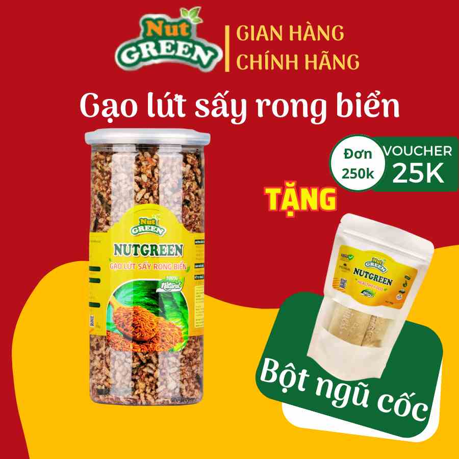 Gạo Lứt Đỏ Sấy Rong Biển Hữu Cơ Hỗ Trợ Ăn Kiêng Giảm Cân NUTGREEN