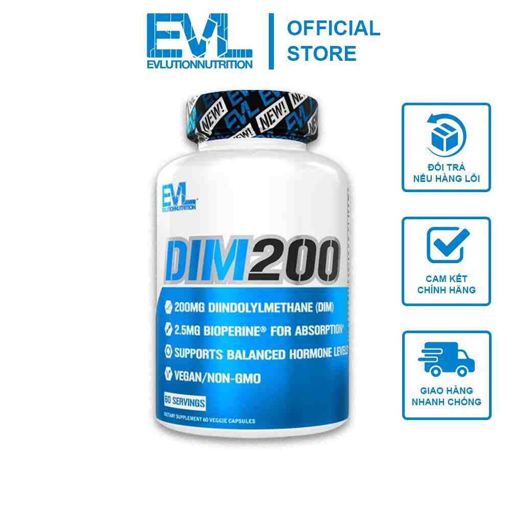 Evlution EVL DIM Viên Uống Cân Bằng Hóc Môn Testosterone Và Estrogen Cho Nam Và Nữ 60 Viên