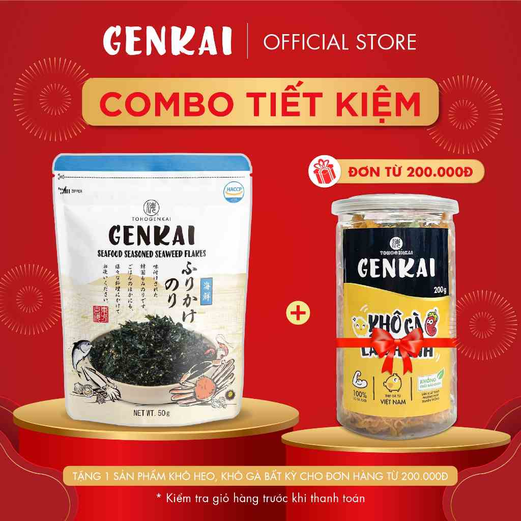 [Mã BMLTB35 giảm đến 35K đơn 99K] [Combo Tiết Kiệm] 12 Gói Rong Biển Trộn Cơm GENKAI Hải sản 50g