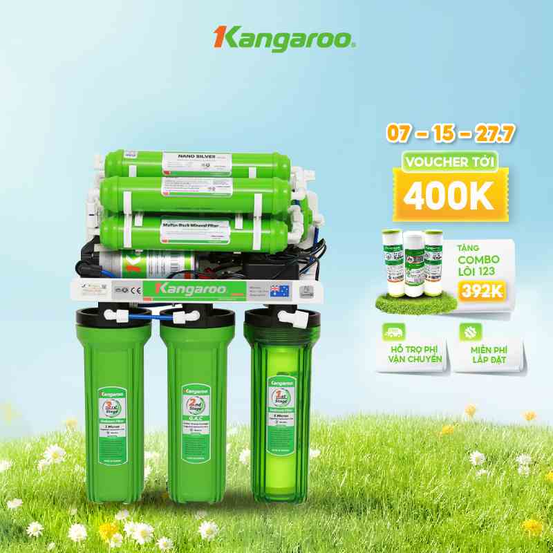 [MIỄN PHÍ LẮP ĐẶT] Máy lọc nước RO Kangaroo 9 lõi Omega model KG110A - không vỏ tủ