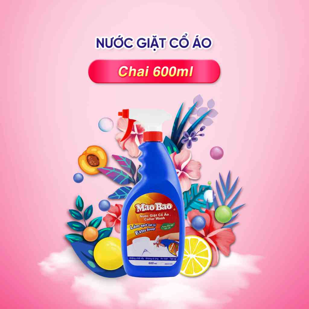 Nước Giặt Tẩy Cổ Áo Mao Bao 600ml tẩy sạch cổ áo, tay áo, nách áo, không phai màu, không hại da tay