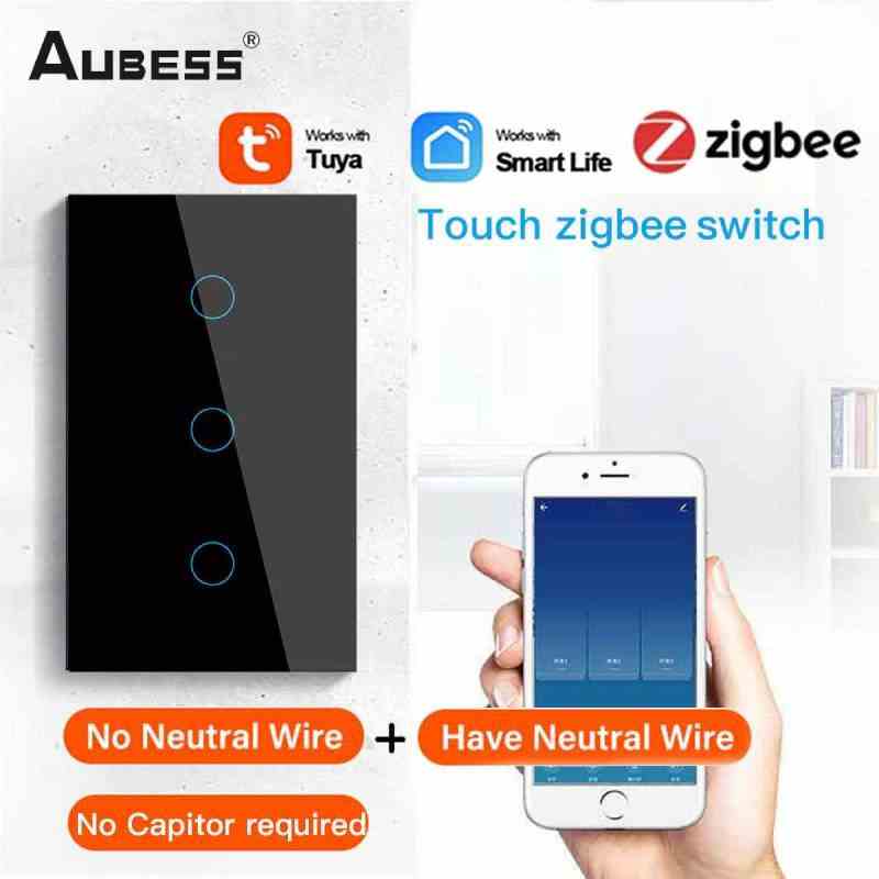 Công tắc đèn thông minh Aubess Universal Wall Touch Hoạt động với Alexa Google Home Bộ hỗ trợ Hẹn giờ/Điều khiển bằng giọng nói