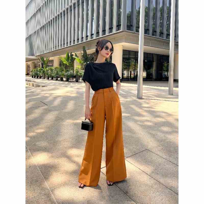 [Mã BMLTA35 giảm đến 35K đơn 99K] femei - SARA PANT quần tây ống rộng ( Cam Tây )