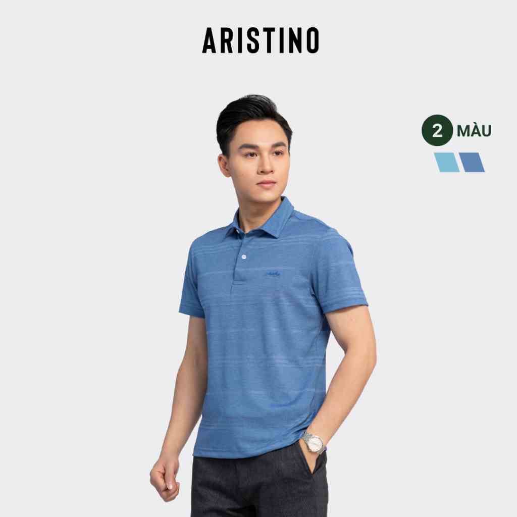 Áo polo nam ngắn tay ARISTINO phom Regular fit thoải mái, họa tiết kẻ ngang nam tính, ấn tượng - APS019S3