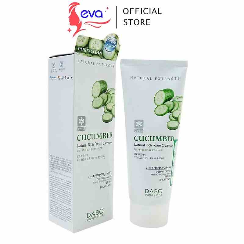 [Mã ICBFRI15 giảm 10% đơn 0đ] Sữa rửa mặt Dưa Leo Hàn Quốc Dabo Natural Rich 180ml