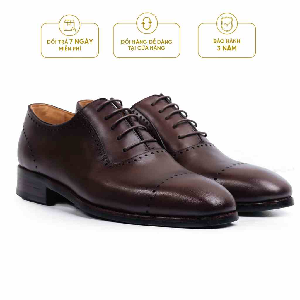 Giày Tây Cao Cấp OXFORD - OF31 - Da Bò Ý Lót Trong Da Bò Mộc - Thương hiệu Be Classy