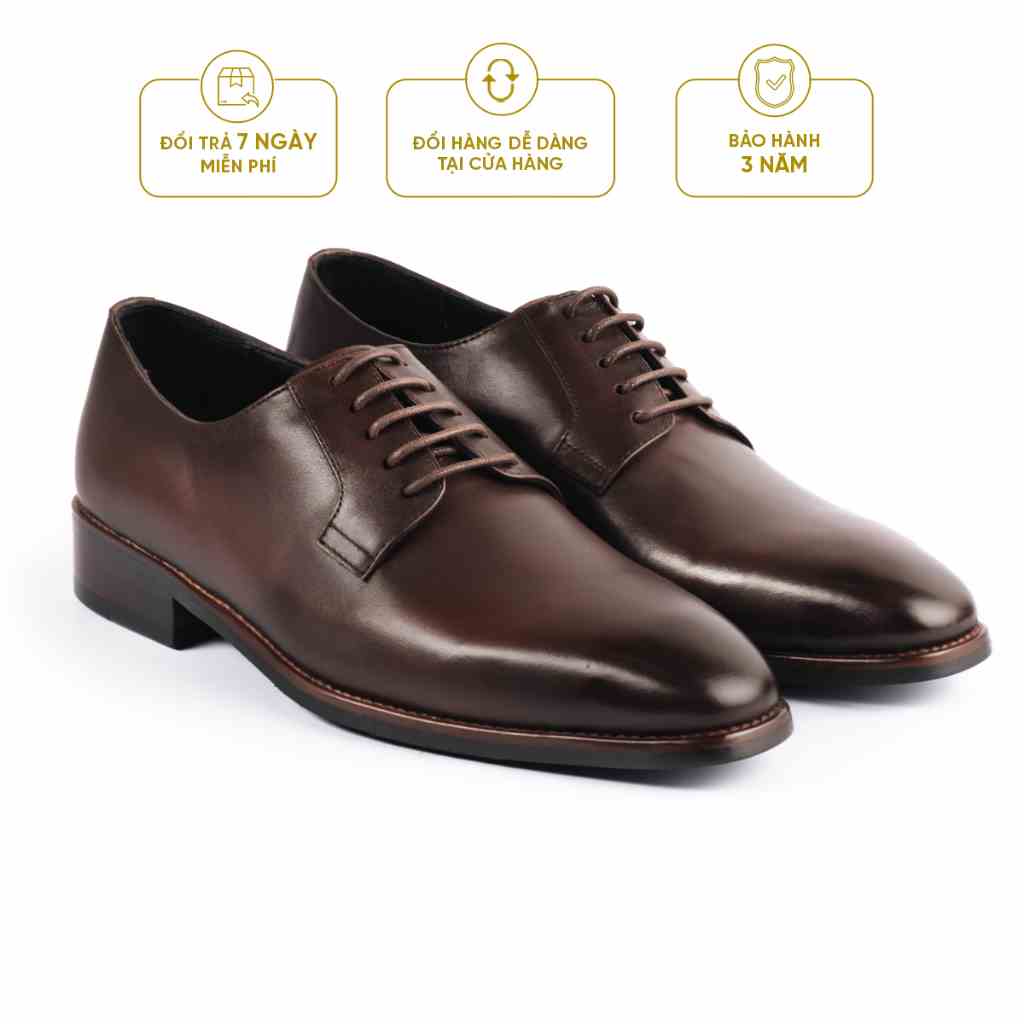 Giày Tây Cao Cấp JAMES DERBY - DB27 - Da Bò Ý Lót Trong Da Bò Mộc - Thương hiệu Be Classy