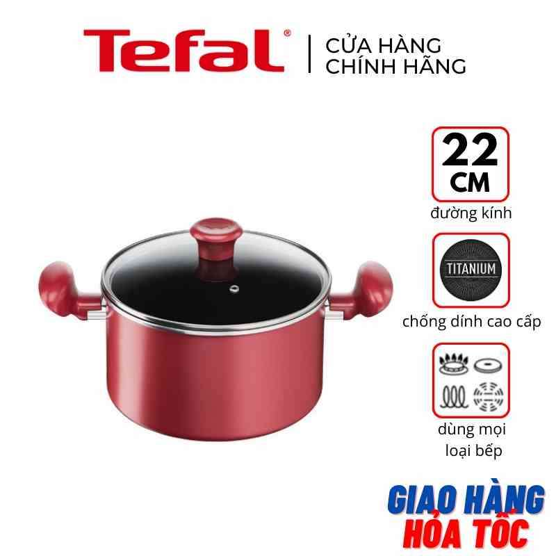 Nồi đế từ 22cm chống trầy chống dính kèm nắp Tefal So Chef G1354595 - Hàng chính hãng