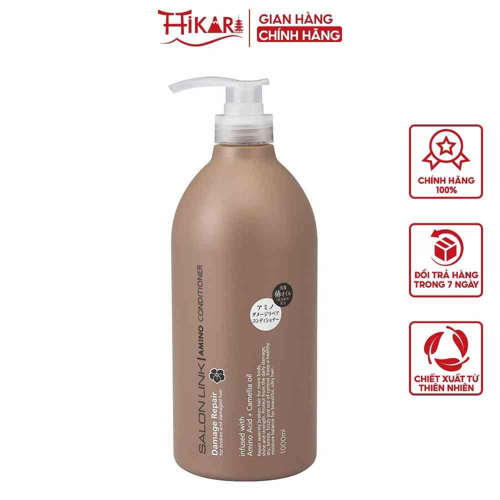 Dầu xả dưỡng tóc mềm mượt Kumano Salon Link Amino Conditioner Hương Hoa Trà 1000ml (màu nâu)