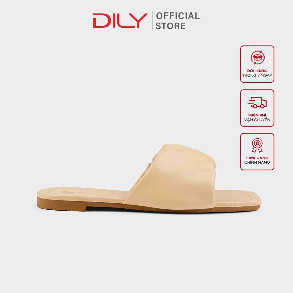 Dép bệt nữ quai nhún mũi vuông thời trang DILY cao 1cm_ AA0327