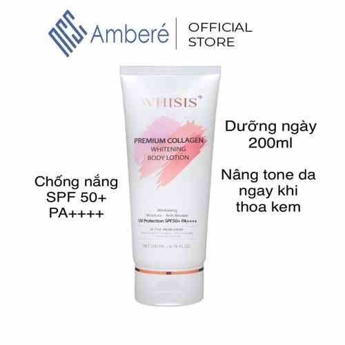 Kem Dưỡng WHISIS Trắng Da Chống Nắng Nâng Tone Hàn Quốc  Premium Collagen Whitening Body Lotion 200ml