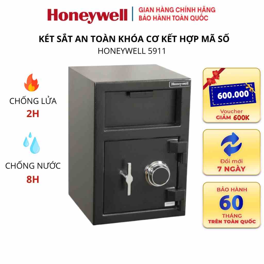 Két sắt gia đình khóa cơ kết hợp mã số Honeywell 5911 (Mỹ), an toàn chống cháy chống nước, Bảo hành 5 năm