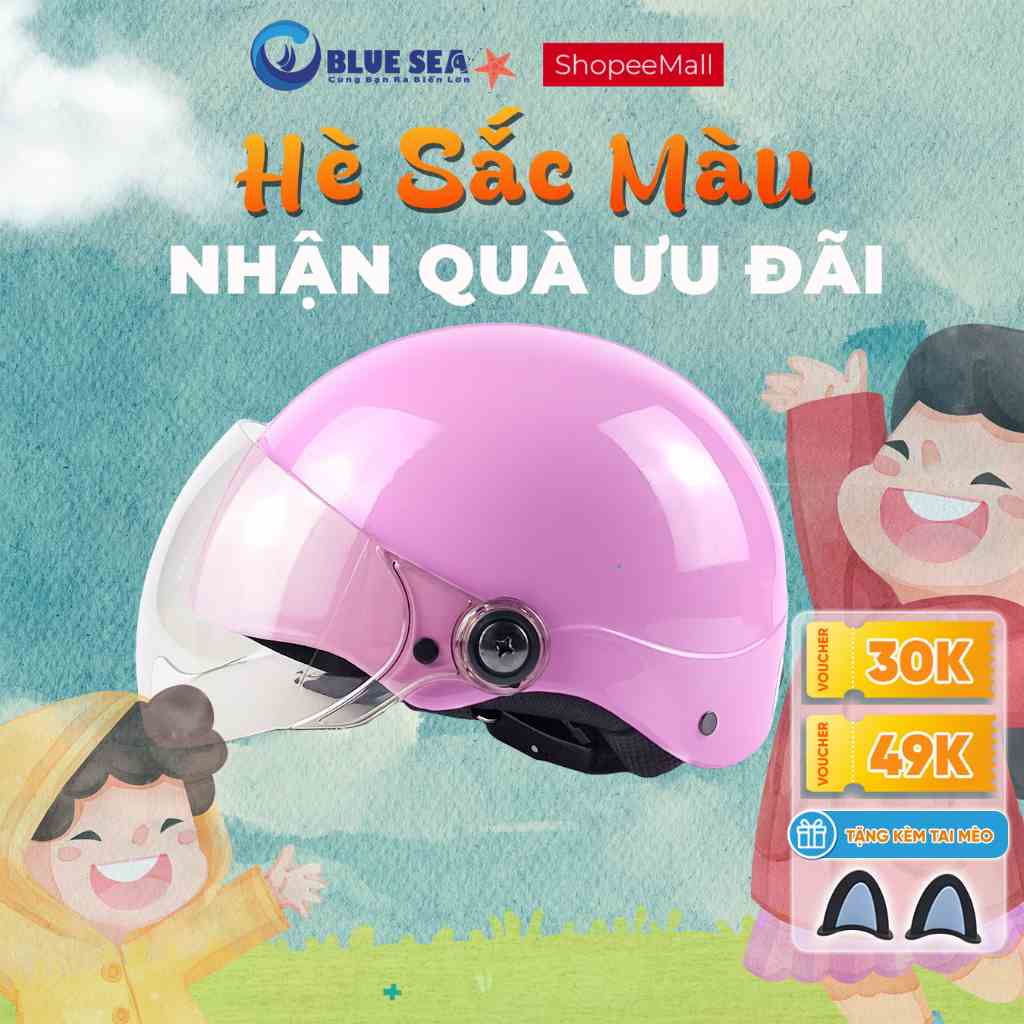 [Mã BMLTB200 giảm đến 100K đơn 499K] Mũ Bảo Hiểm 1/2 Nửa đầu Blue Sea A104 - Màu Nón Sơn Cao Cấp - Hàng chính hãng