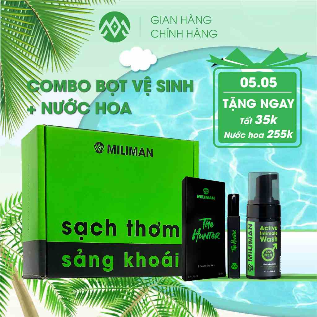 Combo Hấp Dẫn Phái Đẹp Gồm 1 Nước Hoa Nam Và 1 Bọt Vệ Sinh Nam MILIMAN