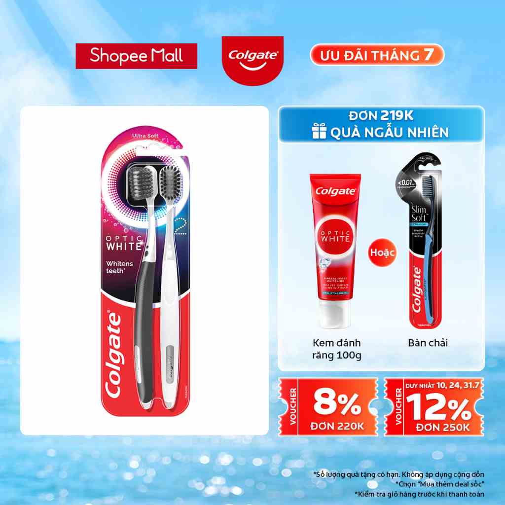 Bộ 2 bàn chải đánh răng Colgate trắng răng Optic White