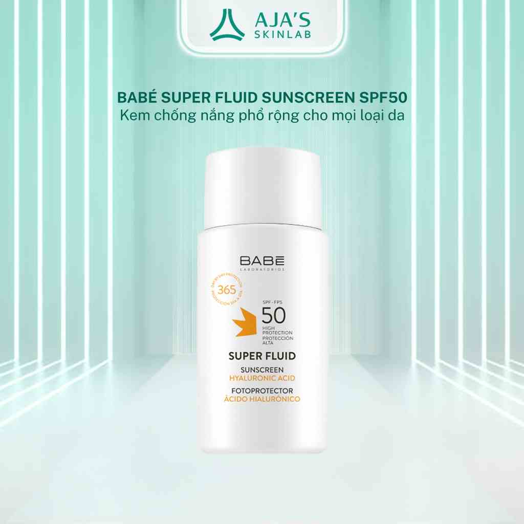 Kem chống nắng phổ rộng BABÉ Super Fluid Sunscreen SPF50 50ml (mọi loại da) - AJAS SKINLAB