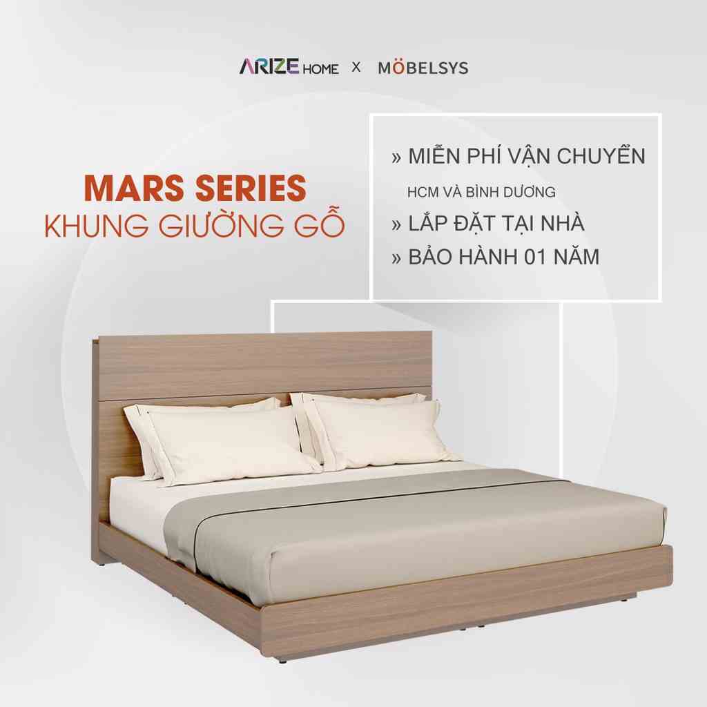 [Mã BMLTB200 giảm đến 100K đơn 499K] Khung Giường Gỗ ARIZE Mobelsys Mars Bed Set Chất Liệu MDF