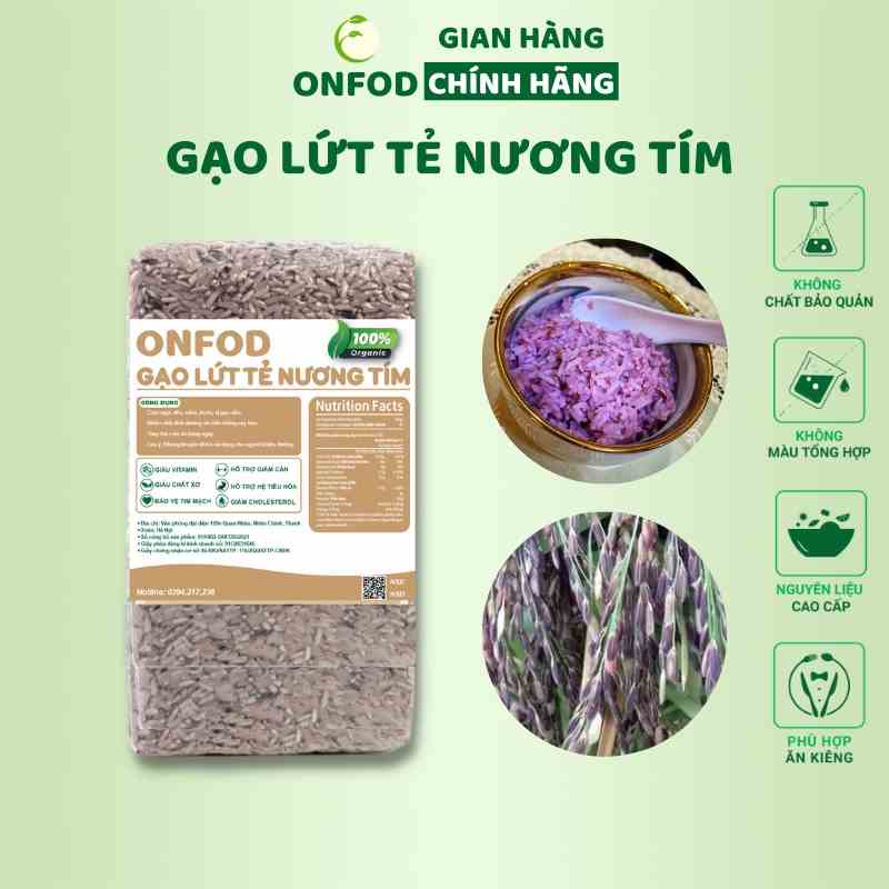 Gạo lứt tẻ nương tím ONFOD thảo dược yên bái ăn kiêng hỗ trợ giảm cân healthy eat clean thực dưỡng 500g 1kg