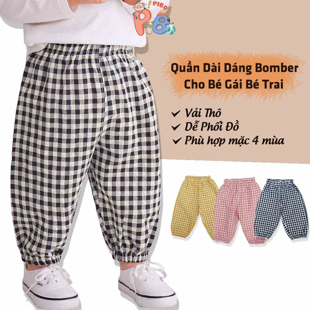 Quần Dài Bé Trai Bé Gái Dáng Bomber Bo Gấu Vải Thô Mềm, Mặc 4 Mùa, Dễ Phối Đồ BabyBoo - PiBo Store