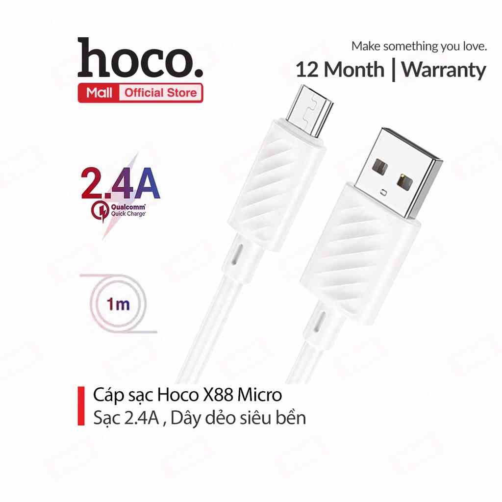 Cáp sạc Hoco X88 Micro sạc nhanh 2.4A đồng bộ data cho Android dài 1M ( Trắng )