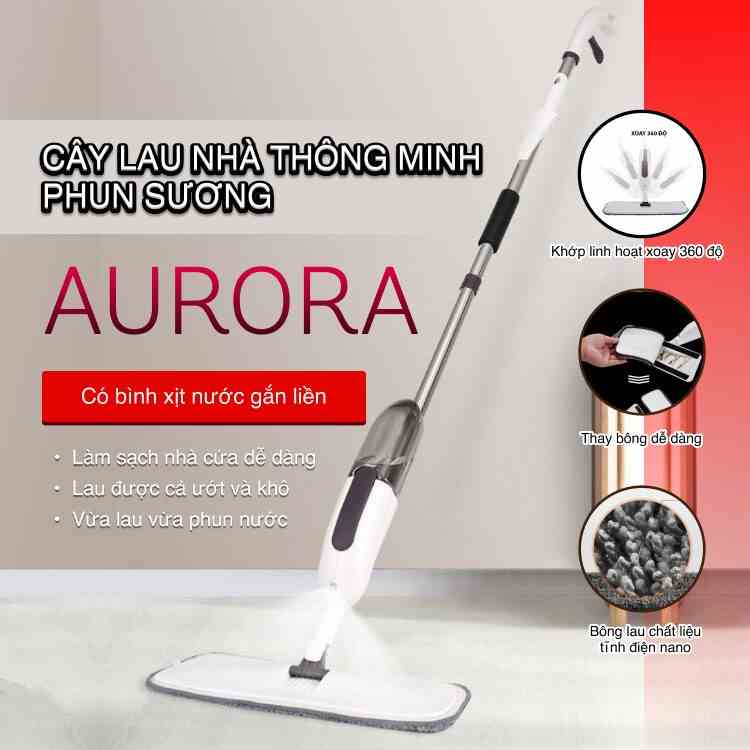 Cây lau nhà phun sương thông minh Aurora đa năng có bình xịt nước dung tích 350ml - HUY TUONG