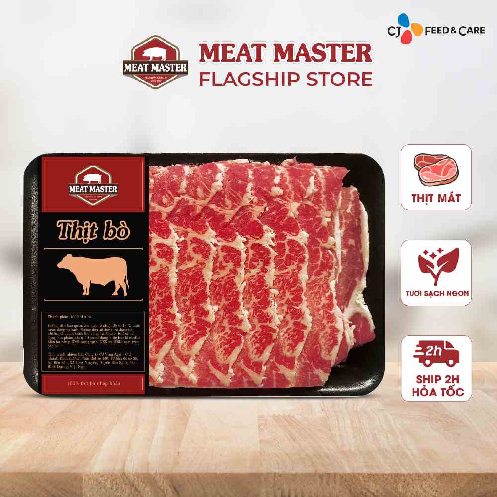 [Mã BMLTB200 giảm đến 100K đơn 499K] Ba chỉ bò Mỹ Meat Master (400g/khay)