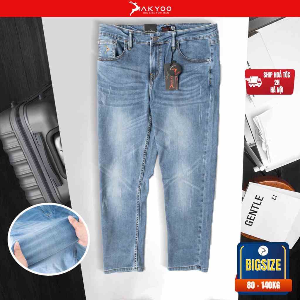 Quần Jean Nam Bigsize Size Đại Từ 80kg-140kg,Quần Jean Nam Co Giãn,Form Slim Fit Bigsize Nam AKYOO ; QJ A5