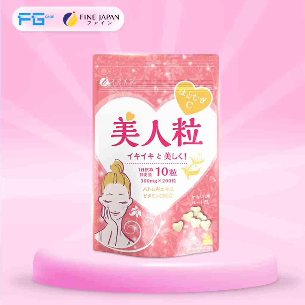 [Mã BMLTB200 giảm đến 100K đơn 499K] Viên Uống Trắng Da Hatomugi & Vitamin C Nhật Bản - Fine Japan Gói 200 Viên