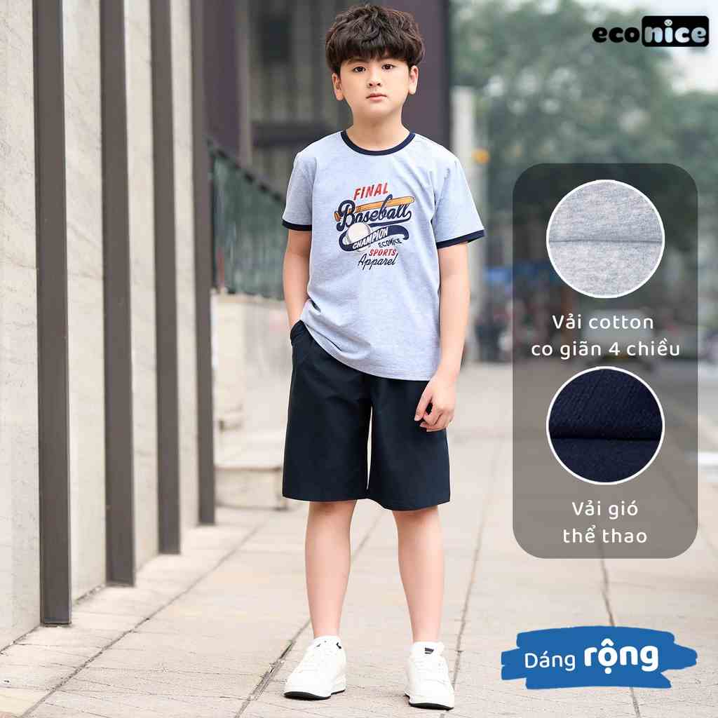 Đồ bộ quần áo thun cotton cho bé trai mặc mùa hè Econice 094. Size đại trẻ em 2, 3, 4, 5, 6, 7, 8, 9, 10, 12 tuổi