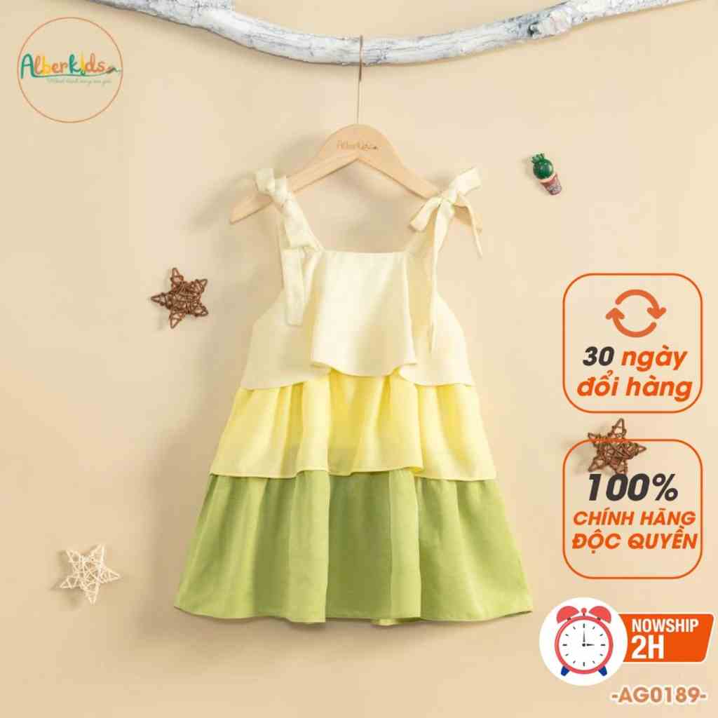 Váy bé gái ALBERKIDS 2 dây 3 tầng 3 màu sắc công chúa xinh đẹp cho trẻ em 2,3,4,5,6,7,8,9,10,11,12 tuôi[AG0189 ]