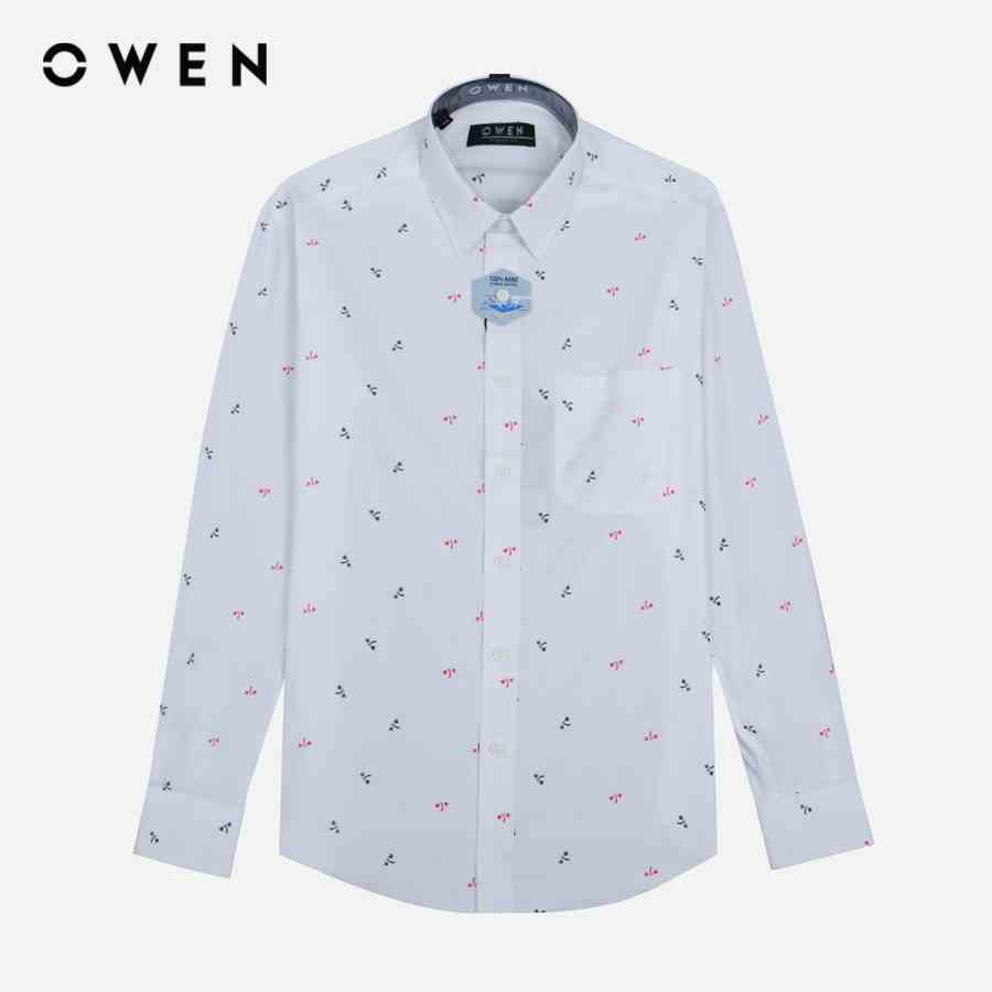 OWEN - Áo sơ mi dài tay Regular Fit Nano hoạ tiết - AR22888DT