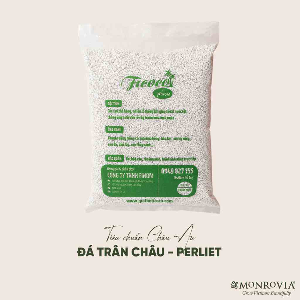 Đá Perlite, trồng sen đá, cây cảnh, thủy canh giàu khoáng chất, thoát nước tốt, tăng độ tươi xốp, túi 600g