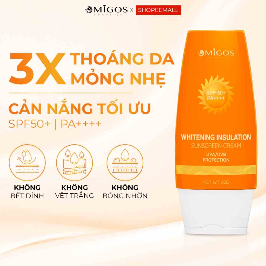 Kem Chống Nắng Omigos, Chống Tia UV Giúp Dưỡng Ẩm và Bổ Sung Nhiều Khoáng Chất Cần Thiết Cho Da, SPF50+ PA++++ 60g/chai