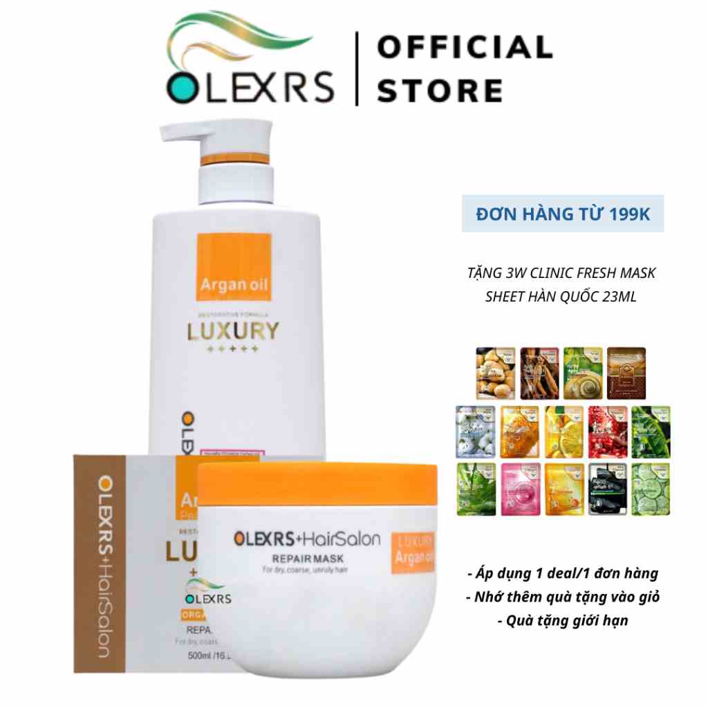 Combo Dầu Gội Olexrs Luxury 960ml + Ủ Tóc Olexrs Luxury 500ml Chính Hãng (Luxury)