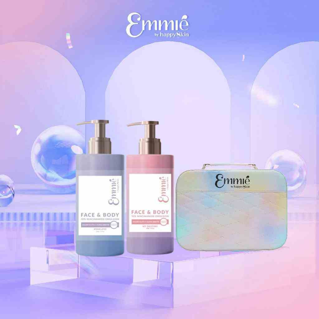 Kem Dưỡng Trắng Da Chứa Face & Body 10% Niacinamide 230g + Makeup Case Emmié by Happy Skin