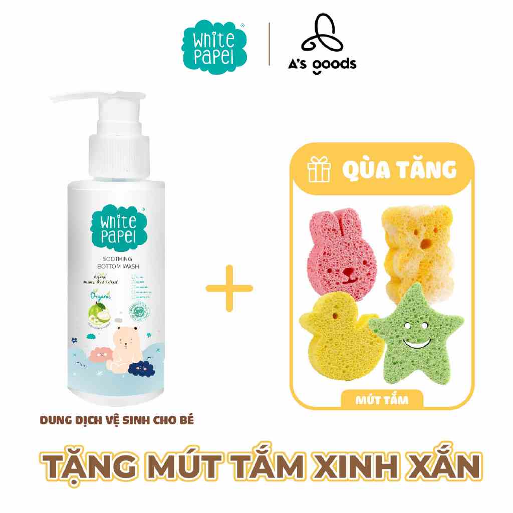 Dung dịch vệ sinh hữu cơ tự nhiên Organic làm sạch nhẹ dịu cho bé White Papel 120ml