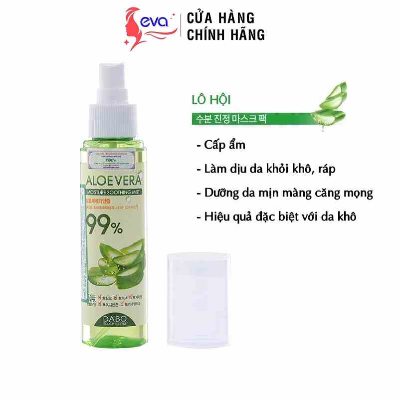 Xịt khoáng Dabo Aloe Moisture Soothing Mist tinh chất Lô Hội dưỡng ẩm chống khô da Hàn Quốc 100ml