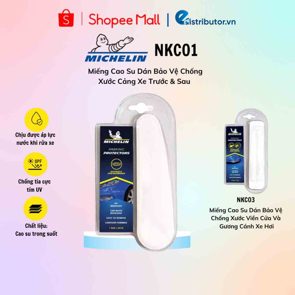 Miếng Cao Su Dán Bảo Vệ Chống Xước Cảng Xe Trước & Sau/Viền cửa & gương cánh xe hơi Michelin - 100% chính hãng