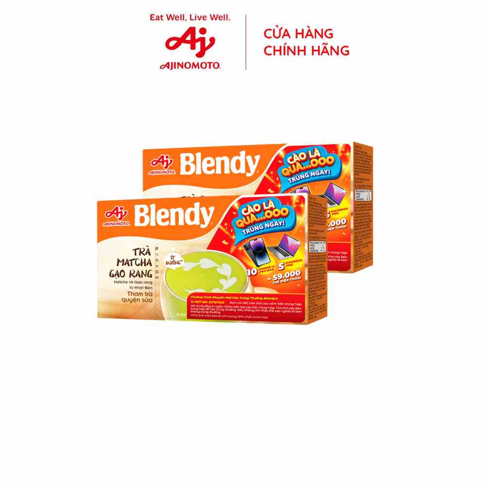 [BAO BÌ TRÚNG THƯỞNG] Combo 2 hộp Trà Blendy matcha gạo rang (160g/ hộp)