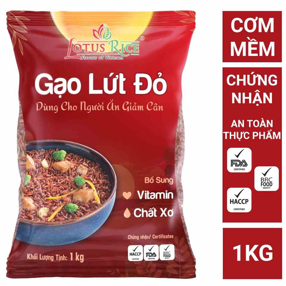 [Mã BMLTB35 giảm đến 35K đơn 99K] Gạo Lứt Đỏ Lotus Rice 1kg - Tốt cho người ăn giảm cân - Dễ ăn dễ nấu