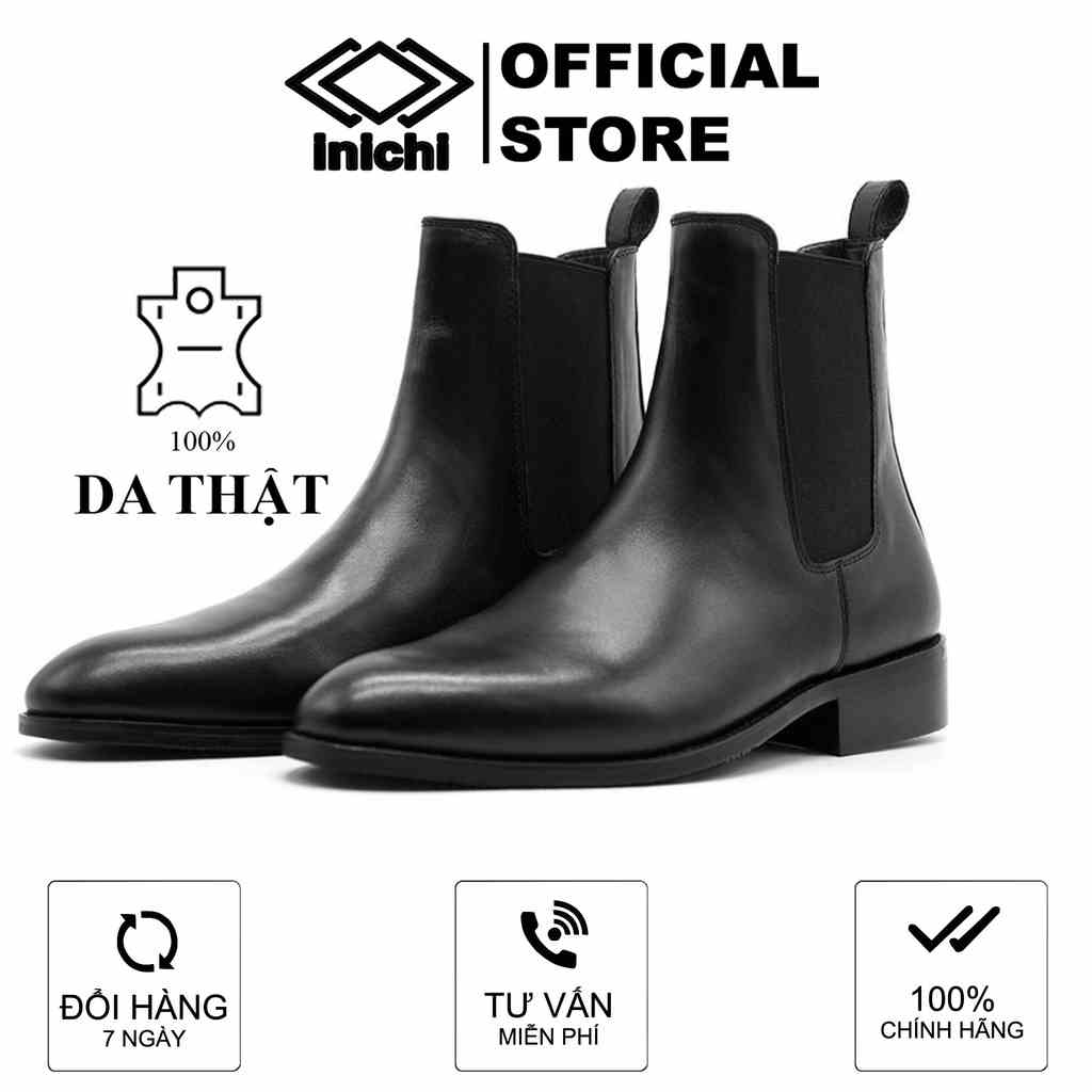 [Mã BMLT30 giảm đến 30K đơn 299K] Giày da chelsea boots INICHI G1091 da bò thật, có may đế