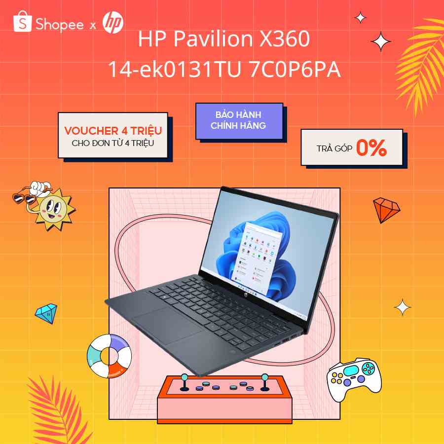 [Mã ELHP12 giảm 12% đơn 10TR] Laptop HP Pavilion X360 14-ek0131TU 7C0P6PA i3 1215U | 8GB | 256GB|UHD Graphics|Win11